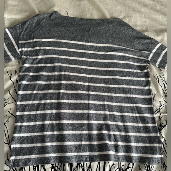 🦋J Crew Deck Striped top long sleeve gray & white cozy casual preppy Size M EUC - Picture 7 of 11